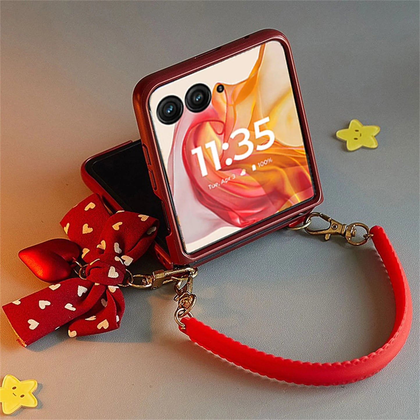 Romantic Love Heart Case with Bow Pendant - Samsung