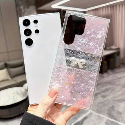 Bowknot Resin Glitter Protective Phone Case - Samsung
