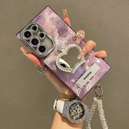 Radiant Crown Heart Mirror Case