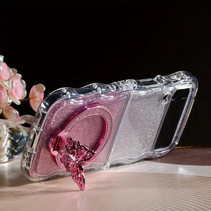 Classic Wave Glitter Butterfly Phone Case - Samsung