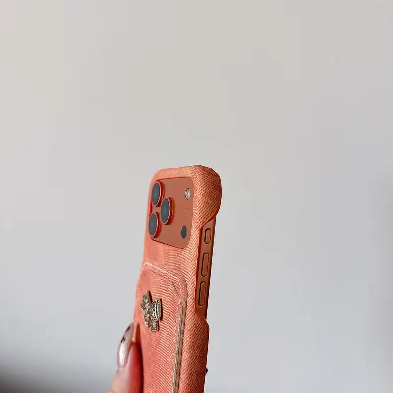 Chic Bow Fabric Texture Pocket Case