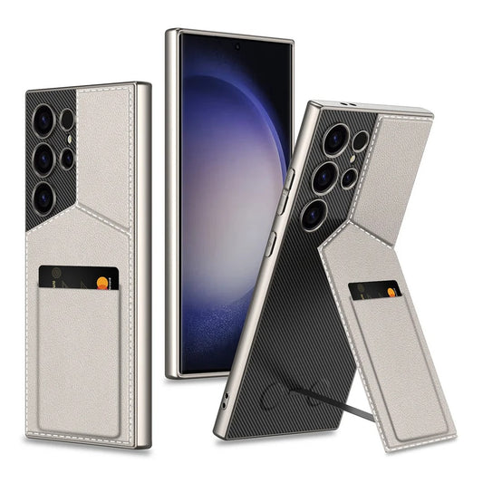 Premium Bracket Stand Holder Wallet Case - Samsung