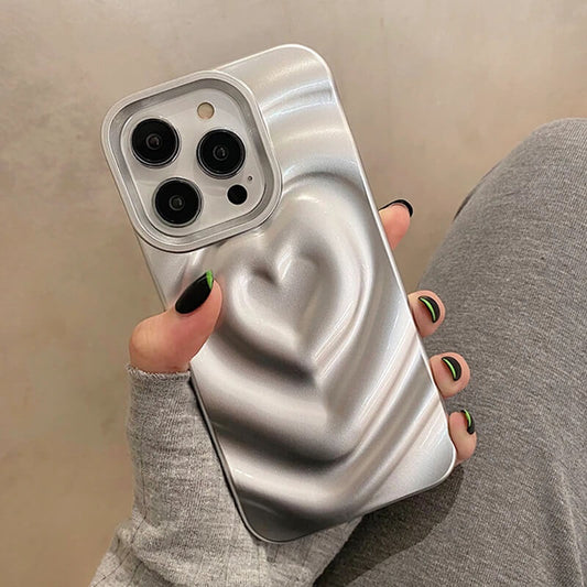 Glossy Embossed Heart Phone Case