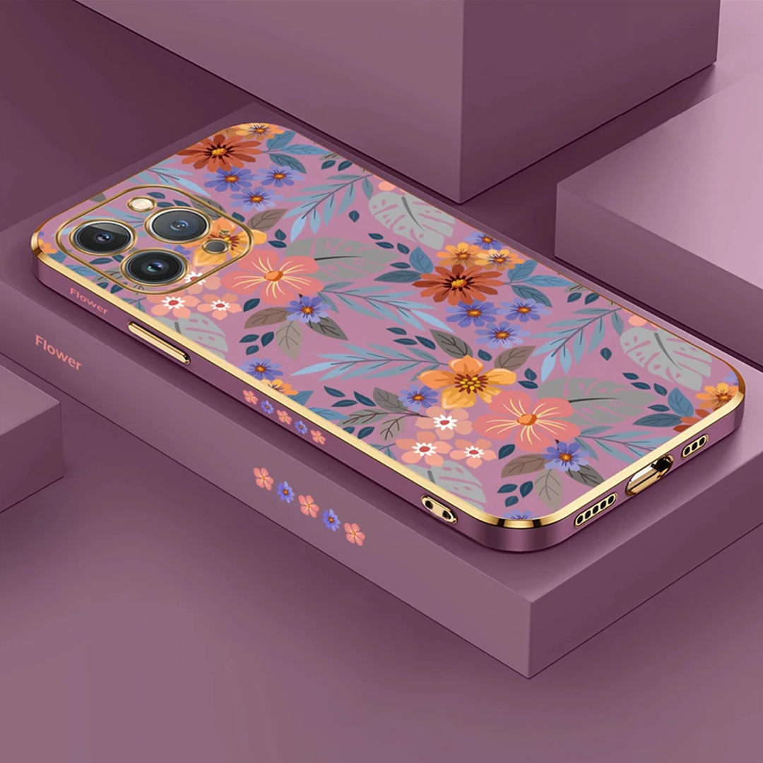 3D Floral Print Shield Case - iPhone