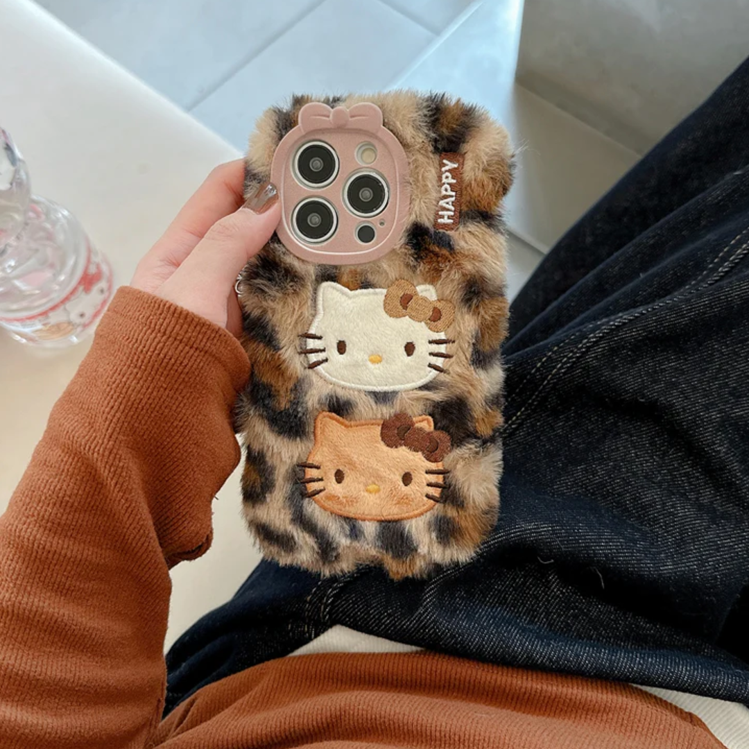 Leopard Plush Hello Kitty Case