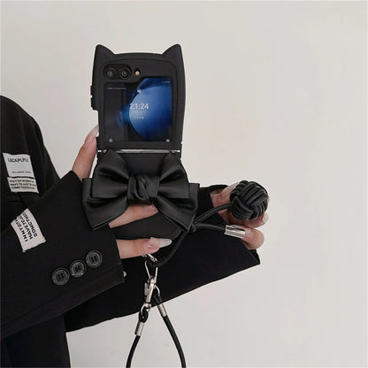 Cute Cat Ear Bow Weave Case - Samsung