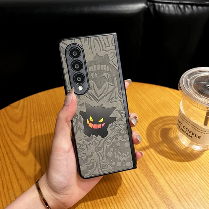 Galaxy Z Fold Series Artistic Anime Leather Emboss Case - Samsung