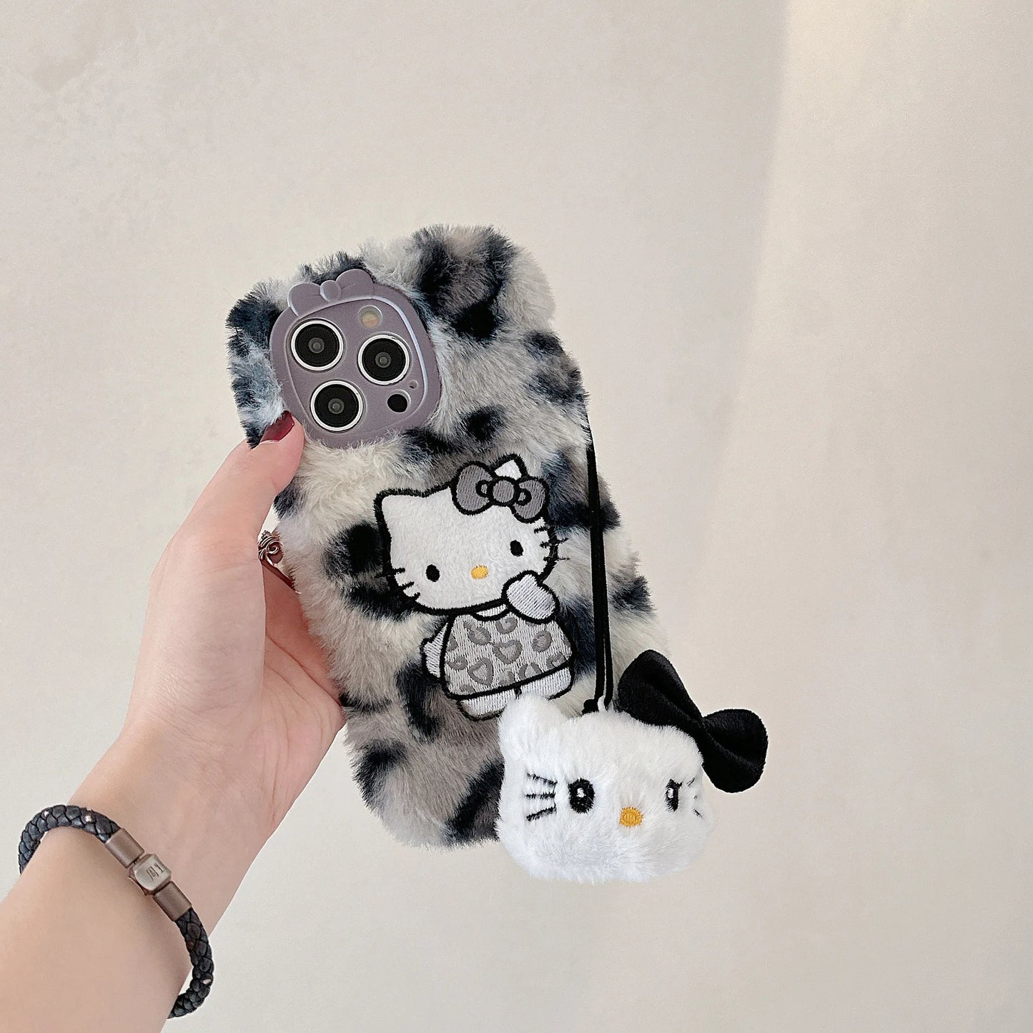 Plush Kitty Cartoon Case with Charm