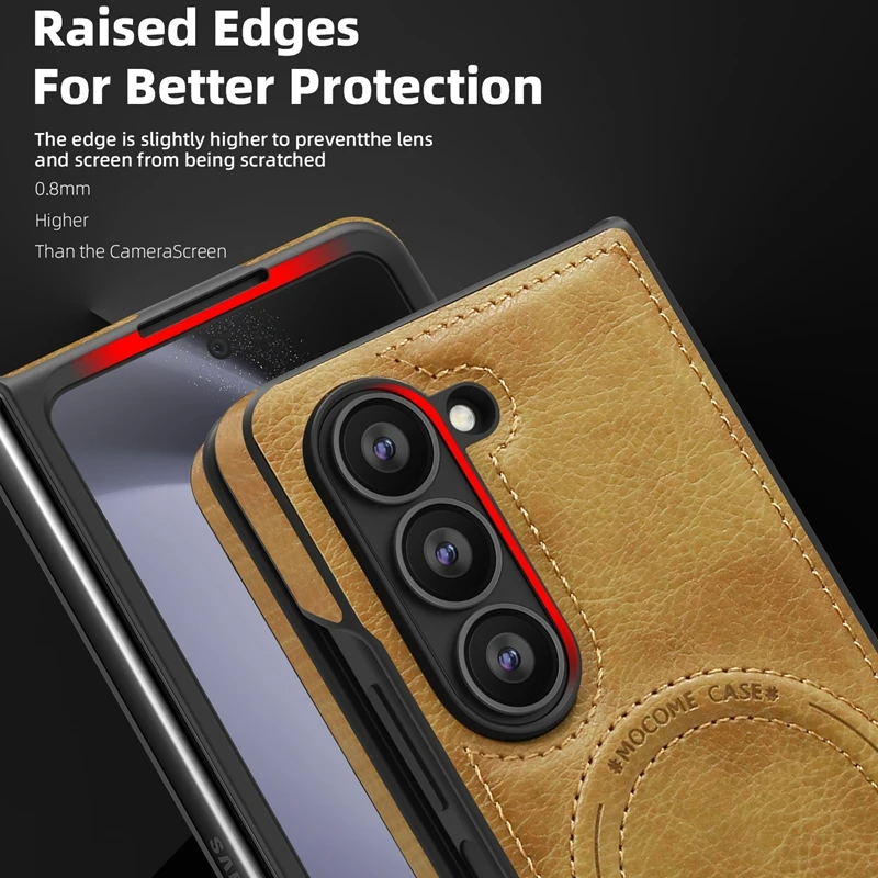 Galaxy Z Fold6 Magnetic PU Leather Kickstand Case