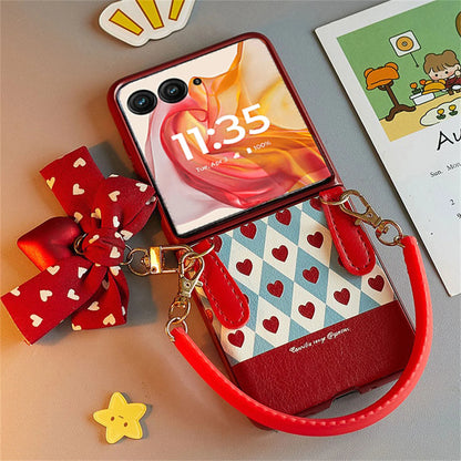 Romantic Love Heart Case with Bow Pendant - Samsung