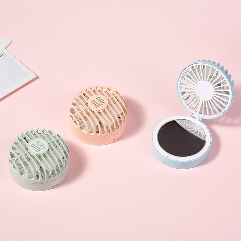 Hanging Touch LED Fan With Makeup Mirror