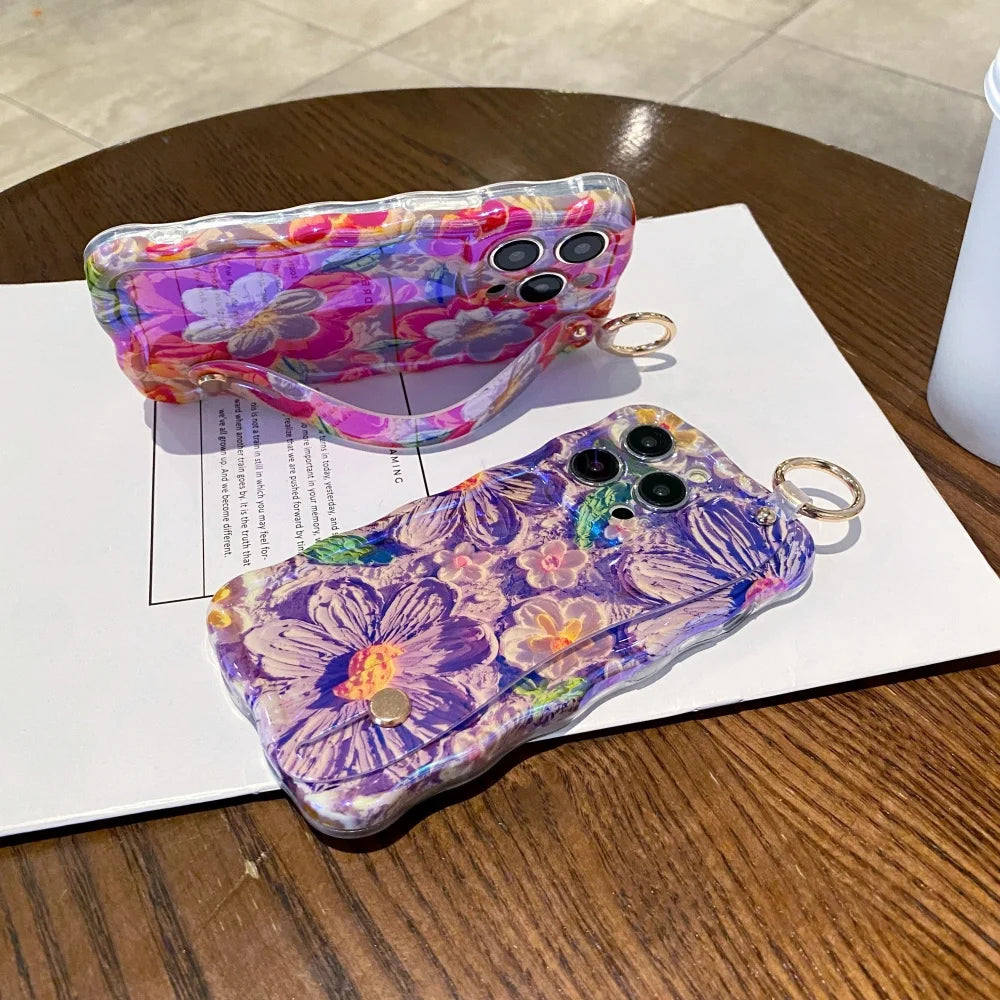 Sunset Floral Wave Strap Case