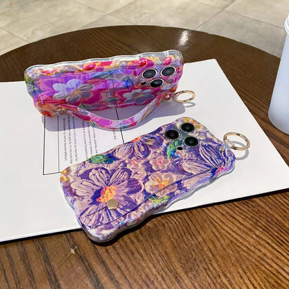 Sunset Floral Wave Strap Case