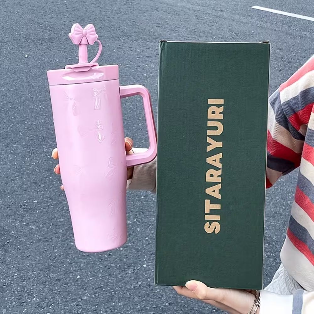 Rosy Ribbon Thermal Insulated Tumbler