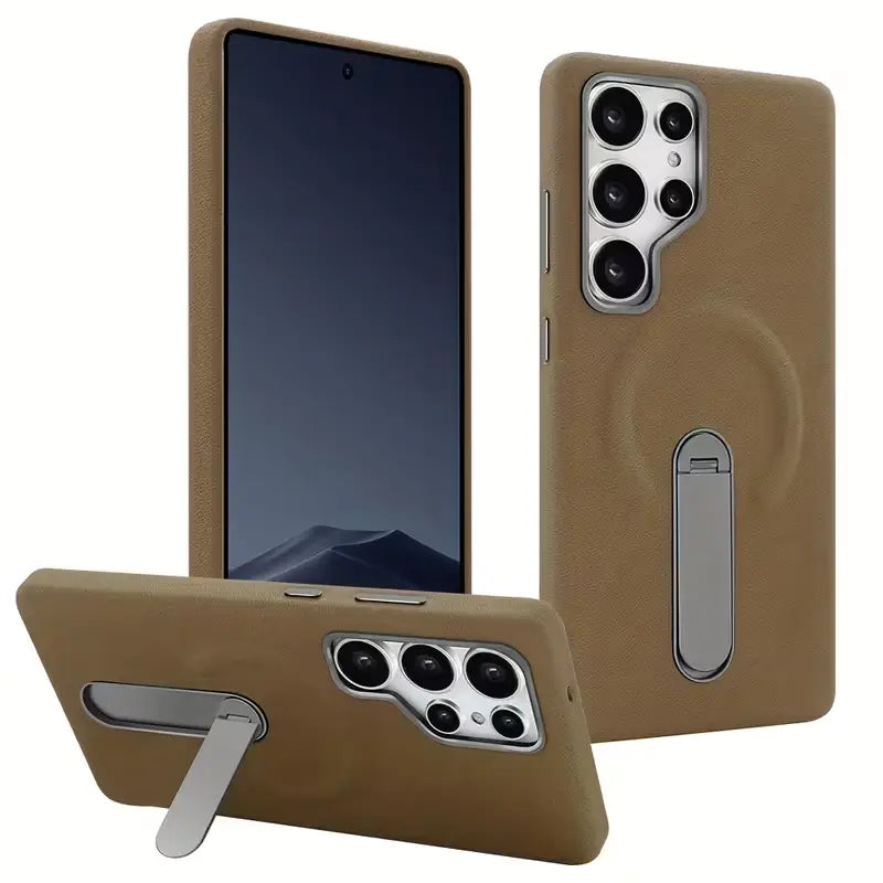 Rustic Stone Mag Stand Case - Samsung