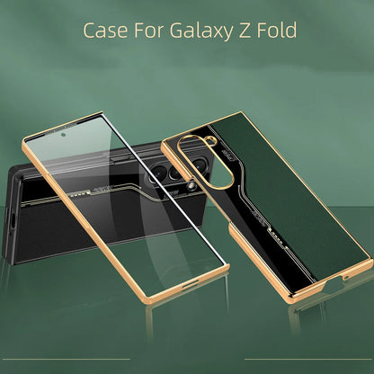 Galaxy Z Fold Series Luxury Plating Litchi Texture Case