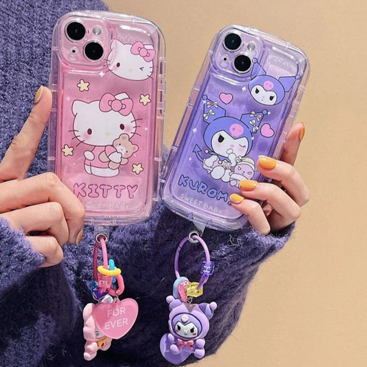 Cute Cartoon Phone Case with Charm
