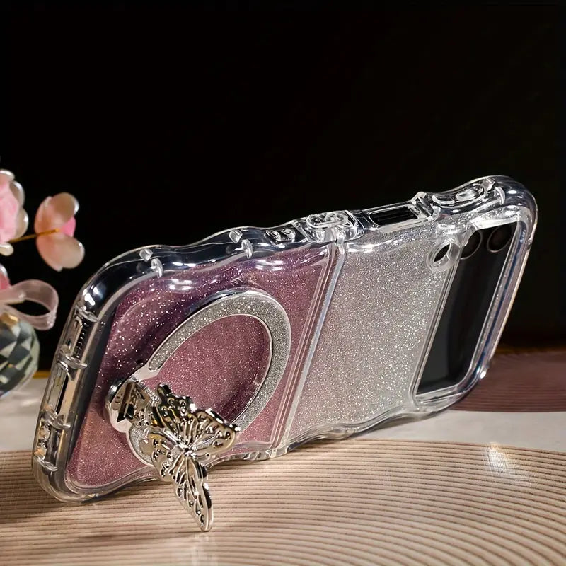Classic Wave Glitter Butterfly Phone Case - Samsung