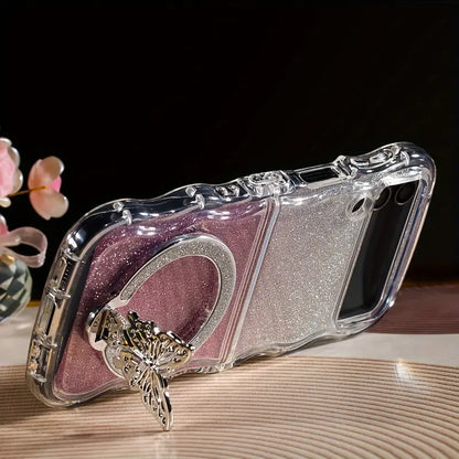 Classic Wave Glitter Butterfly Phone Case - Samsung