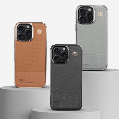 Matte Electroplated Leather Splicing Case - iPhone