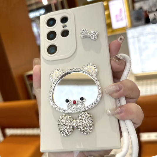 Crystal Bear Mirror Charm Case