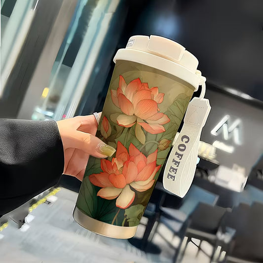 Elegant Lotus Coffee Tumbler