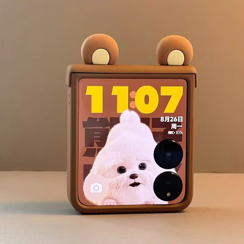Galaxy Z Flip Series Teddy Bear Ear Lanyard Case