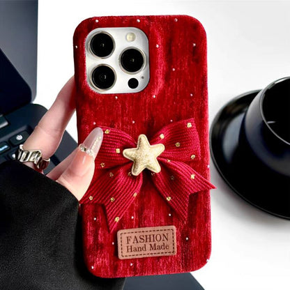 Luxury Velvet Bow Phone Case with Charm