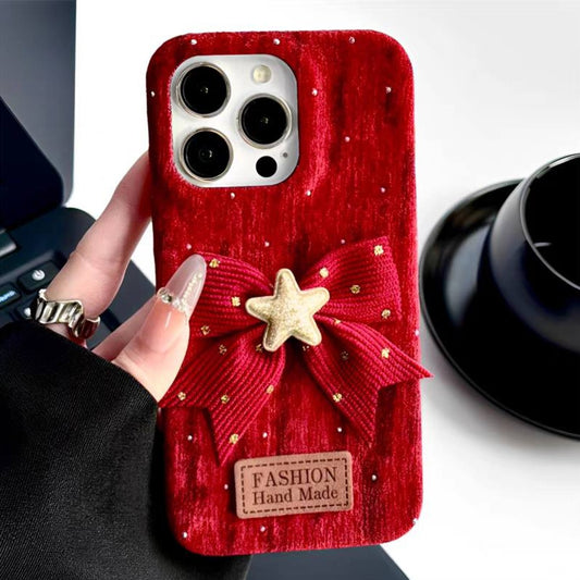 Luxury Velvet Bow Phone Case with Charm