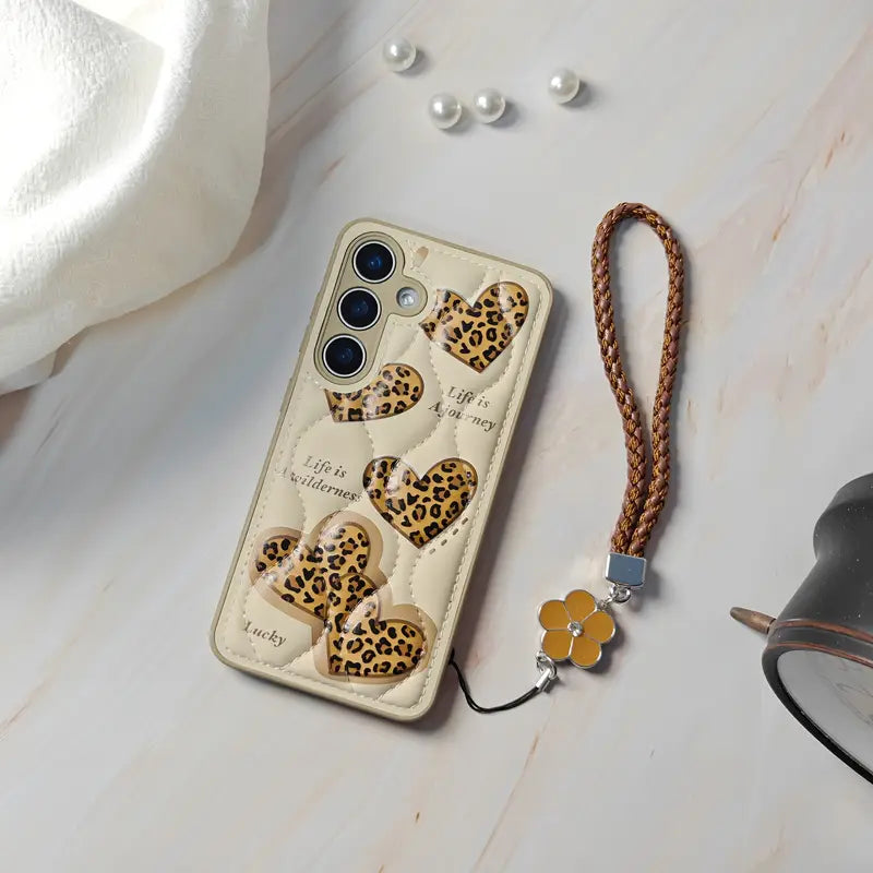 Luxury Leopard Heart Phone Case - Samsung