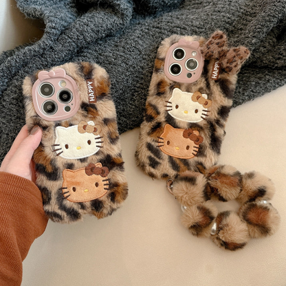 Leopard Plush Hello Kitty Case