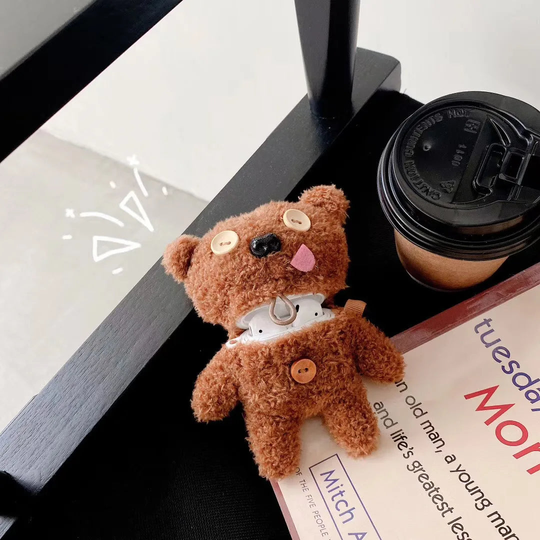 Cartoon Bear Silicone AirPods Case with Hook