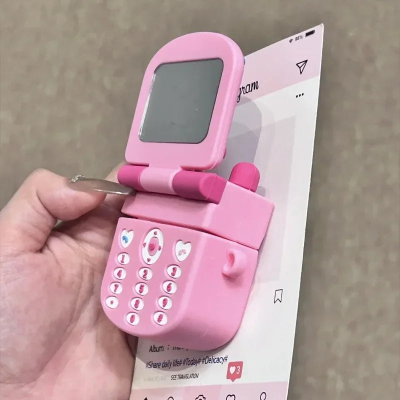 Retro Flip Phone Style AirPods Case with Mirror