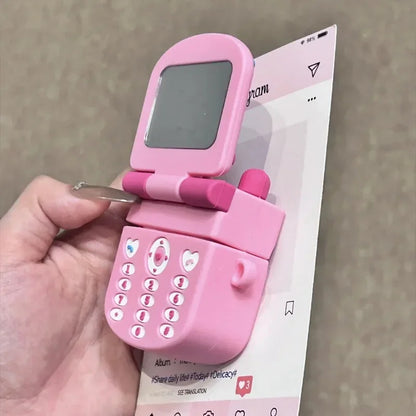 Retro Flip Phone Style AirPods Case with Mirror