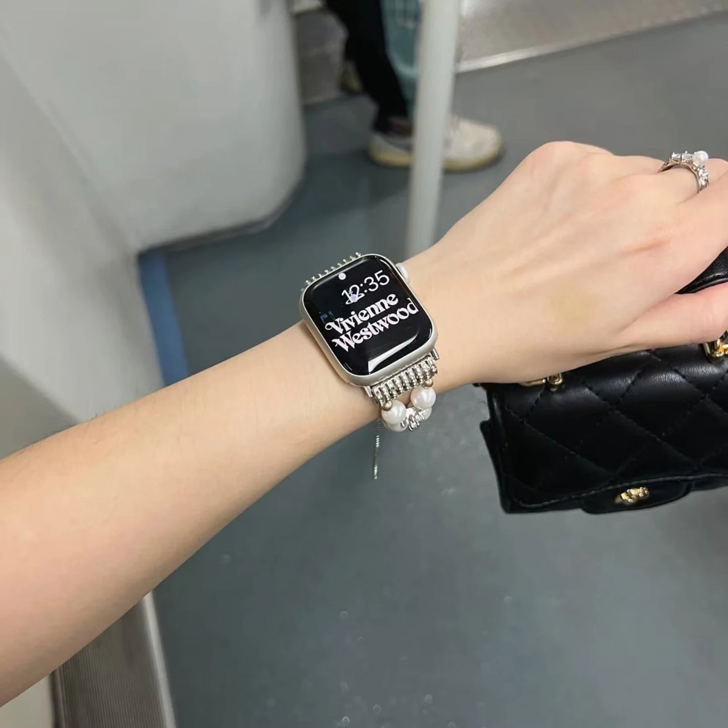 Chic Elegance Pearl & Crystal Watch Band