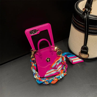 Luxury Handbag Case with 3D Floral Design - Samsung