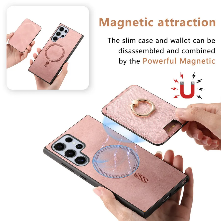 Galaxy S25 Ultra Detachable Leather Card Holder Case