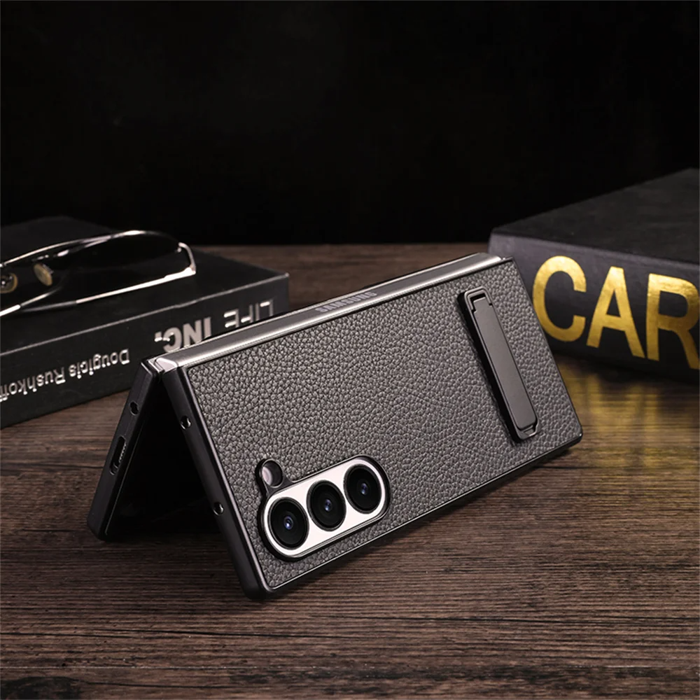 Galaxy Z Fold6 - Business Leather Invisible Stand Case