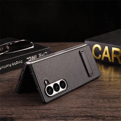 Galaxy Z Fold6 - Business Leather Invisible Stand Case