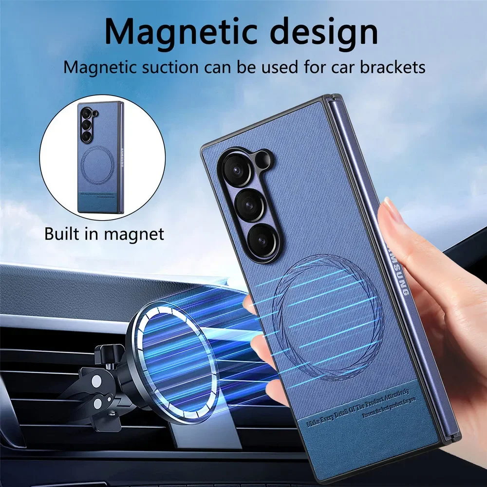 Galaxy Z Fold Series Luxury Leather Magnetic Case-Samsung