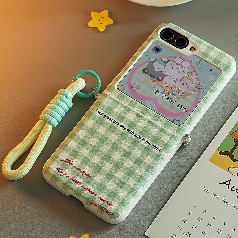 Galaxy Z Flip Series Gingham Charm Lanyard Case