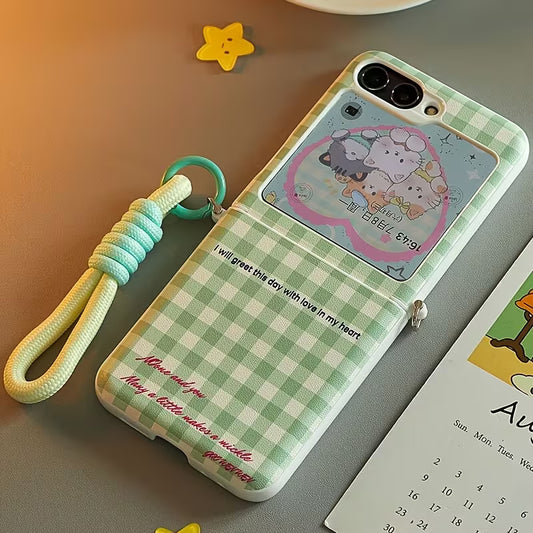 Galaxy Z Flip Series Gingham Charm Lanyard Case