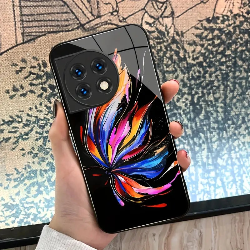 Butterfly Dream Vibrant Ink Art Glass Case - OnePlus