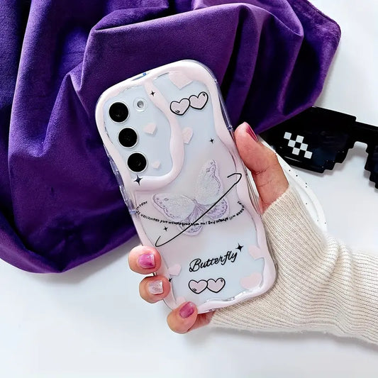 Cute Butterfly Gradient Transparent Case - Samsung