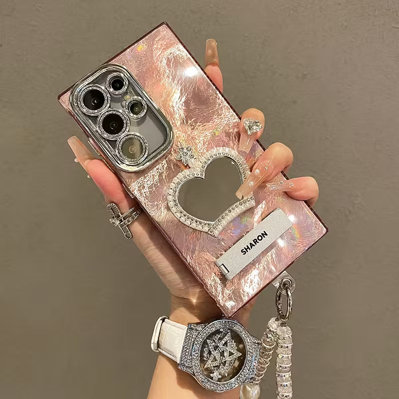 Radiant Crown Heart Mirror Case