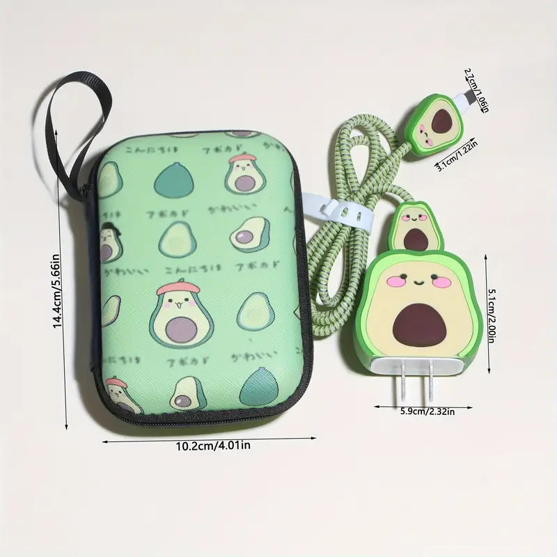 Cute Avocado Charger Protector Kit