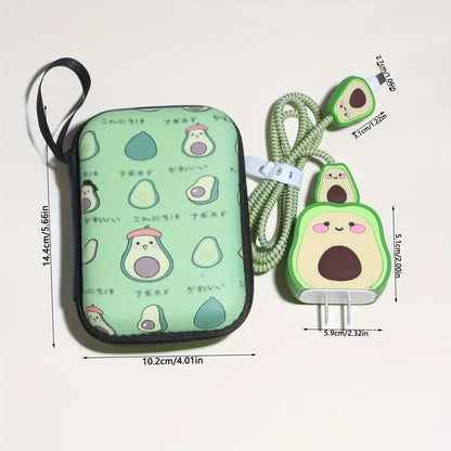 Cute Avocado Charger Protector Kit