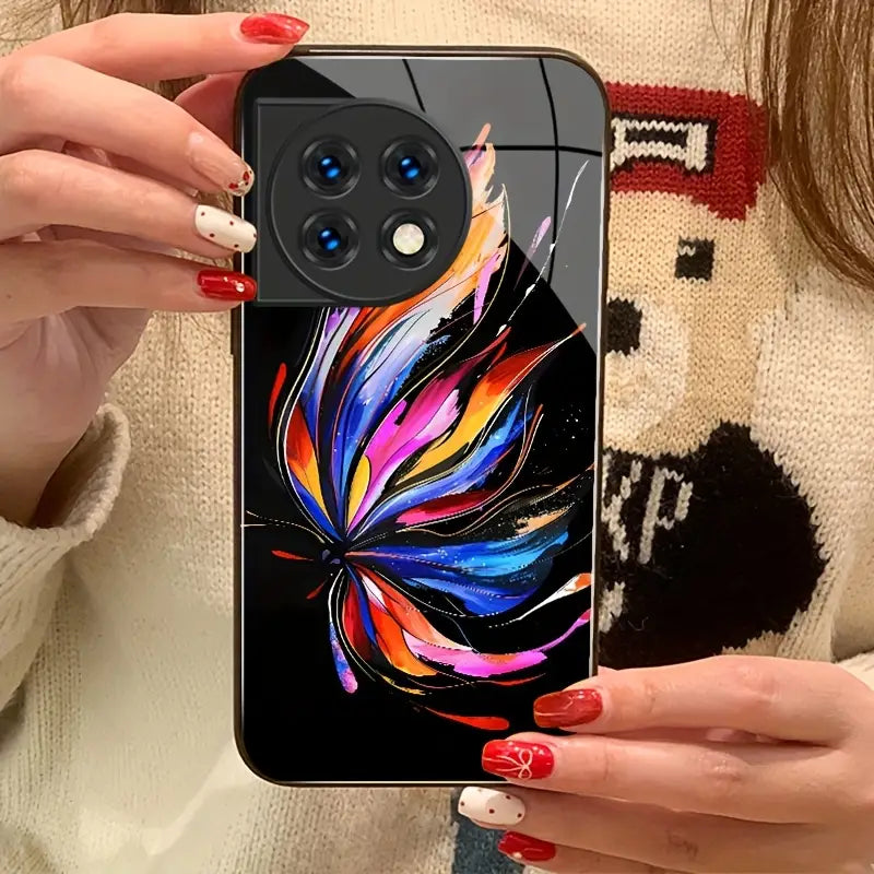 Butterfly Dream Vibrant Ink Art Glass Case - OnePlus