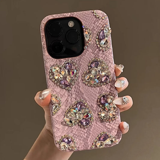 Elegant Crystal-Studded Heart Case