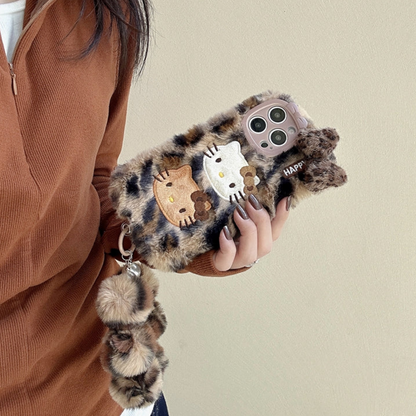 Leopard Plush Hello Kitty Case